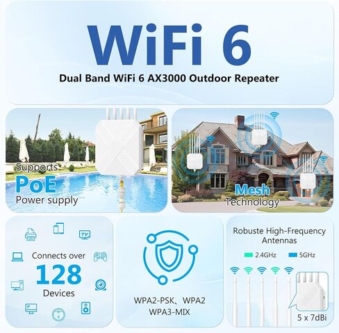 موسع WiFi AC1200 A17 - مكرر ثنائي النطاق 2.4G/5G، تغطية 8470 قدم مربع، يدعم 35 جهازًا، إعداد سهل للمنزل/المكتب in Kuwait