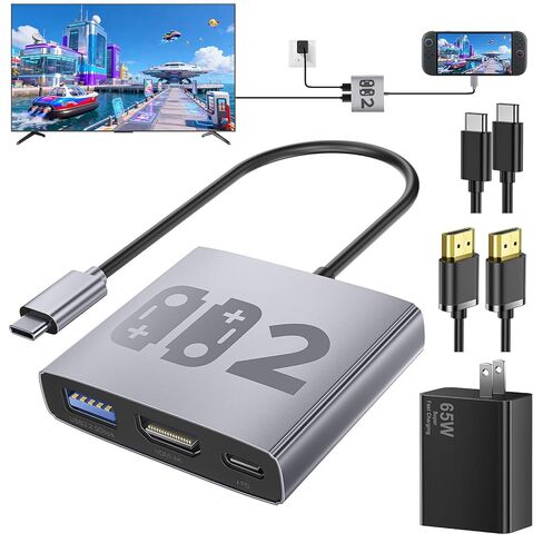 3-in-1 Switch 2 Dock, Bemkiru Portable Travel Dock Accessories for Nintendo Switch 2/1/OLED/ROG Ally/Legion GO, Switch 2 Docking Station TV Adapter with HDMI 4K@60Hz, USB 3.2 and PD 100W in Saudi Arabia