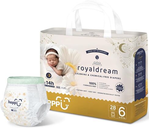Hoppi Training Pants Pull Up Diapers | 360° Waistband Potty Underwear for Toddlers | Ultra Soft Hypoallergenic for Sensitive Skin | Size 6 (33+ lbs) Absorbent Overnight, 28 Count in Saudi Arabia