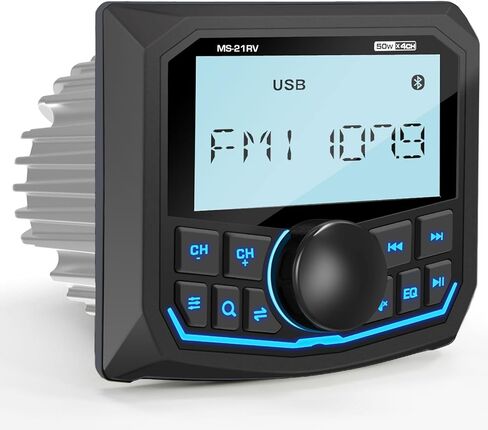راديو بلوتوث مقاوم للماء لعربة الجولف: DOVOX Boat Marine Gauge Stereo - شاشة LCD 2.8 بوصة AM FM USB AUX مضخم صوت 200W - هدية للاعب الجولف in Kuwait