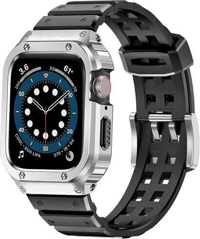 سوار حماية متين من SUPLINK لساعة Apple Watch Ultra 2 Band/3/1، متوافق مع أحزمة ساعة Apple للرجال مقاس 49 مم، طقم واقي شاشة ممتص للصدمات مقاوم للخدش لـ iWatch Ulltra 3 Bands (أسود) in Kuwait