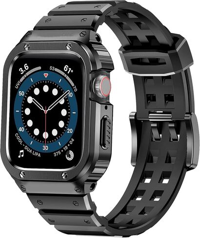 SUPLINK Rugged Case Band for Apple Watch Ultra 2 Band/3/1, Compatible with Men Apple Watch Bands 49mm, Sratch-Resistant Protective Bumper Screen Protector Kit for iWatch Ulltra 3 Bands (Black) in Saudi Arabia