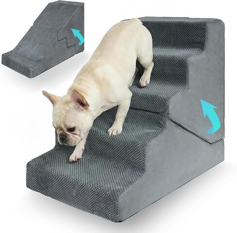 Dog Stairs for Small Dogs, 6-Step Dog Steps for High Bed, High-Density Foam Pet Stairs with Non-Slip Removable Washable Cover to Get on Bed in Saudi Arabia
