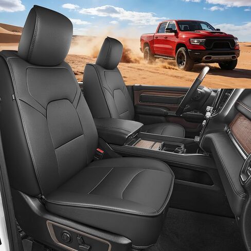 TTX LIGHTING Car Seat Covers Fit for Dodge RAM 1500 2500 3500 2002-2025 2026 Truck Pick-up Seat Cushion Cover with Waterproof Faux Leather and Curved Bench(Full Set/Black) in Saudi Arabia