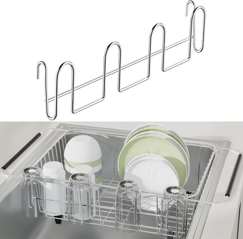 12 Inch Stainless Steel Cup Drying Rack with 4 Hooks, Kitchen Mug Holder Organizer for Glasses, Baby Bottles, Travel Mugs, Dishwasher Safe Kitchen Drainage Basket in Saudi Arabia