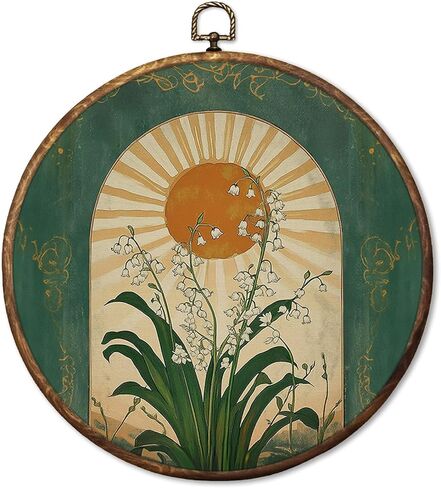 HUGANE Vintage Rustic Camping Round Wall Art Decor, Forest Campfire Camper Hanging Canvas Framed Prints Wall Sculptures for Camping RV Trailer Cabin Home Decor, 10x10 Inch in Saudi Arabia
