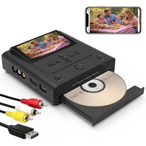 مسجل VHS إلى DVD، جهاز تحويل VHS إلى DVD، متوافق مع مشغل VHS، مشغل DVD إلى أقراص DVD، جهاز USB، بطاقة SD، محرك الأقراص الثابتة، الهاتف الذكي واي فاي إلى أقراص DVD، USB، SD، نسخة HDD in Kuwait