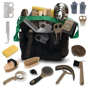 Horse Grooming Kit 14 Piece, Horse Brushes for Grooming Supplies Set, Professional Horse Supplies with Gloves & Brush for Equine Care in Kuwait