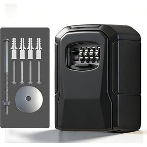 Lock Box, Key Lock Box Resettable Combination Lockbox Wall Mount Waterproof Security Safe Box for Outside Outdoor Home Office Door Handle House Key, Black in Saudi Arabia