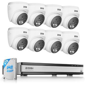 ZOSI C220 16CH 4K PoE نظام كاميرا أمان منزلي، 16CH 8MP 4K NVR مع محرك أقراص ثابتة 4 تيرابايت لتسجيل 24/7، 8 × 4 ميجابكسل (1440 بكسل) QHD 2.5K كاميرات IP قبة خارجية داخلية، اكتشاف بشري ذكي بالذكاء الاصطناعي، صوت ثنائي الاتجاه in Saudi Arabia