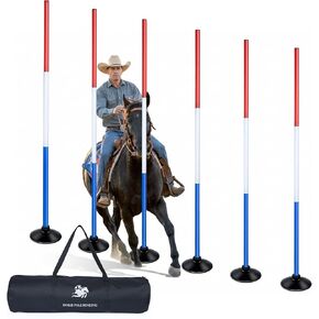 inoreal 6 Pcs Horse Pole Bending Poles with Weighted Base, Adjustable Equestrian Sports Training Equipment for Horses in Saudi Arabia