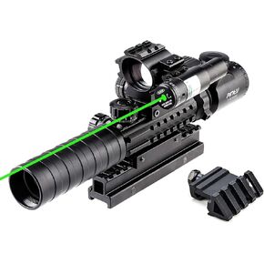 نطاق بندقية PINTY 4x32 مع 3MOA Red Dot Sight والليزر الأخضر لبنادق Picatinny أو Weaver Rail الطويلة مقاس 20 مم، مجموعة نطاق محدد المدى المضيئة RGB لبنادق Airsoft Pellet والمسدسات والبنادق in Kuwait