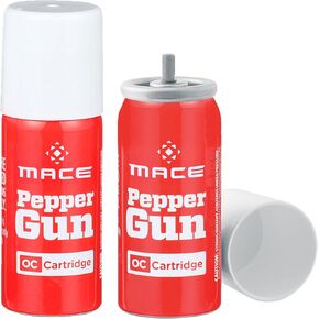 رذاذ الفلفل Mace - مجموعة خرطوشة التدريب على الماء OC & Water بقوة الشرطة القصوى لمسدس الفلفل 2.0، 0.99 أونصة لكل قطعة، حماية طويلة المدى تصل إلى 25 قدمًا، رذاذ الدفاع الذاتي للحماية الشخصية للنساء والرجال in Kuwait