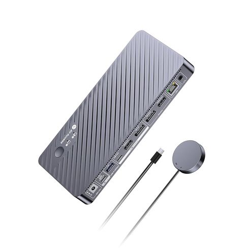 AV Access 8K KVM Switch 2 شاشات 2 كمبيوتر للكمبيوتر المحمول وسطح المكتب، شحن USB-C بقدرة 100 واط للكمبيوتر المحمول، إيثرنت، محطة إرساء شاشة مزدوجة 8K@60 هرتز/4K@165 هرتز، 4xUSB 3.2، صوت، SD، جهاز تحكم عن بعد سلكي in Kuwait