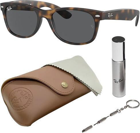 نظارات شمسية Ray-Ban RB2132 NEW WAYFARER CLASSIC مربعة الشكل غير مستقطبة للرجال - تتضمن مجموعة نظارات RAYBAN الرسمية - نظارات شمسية مثالية للارتداء الرسمي والعادي - عدسة زرقاء in Kuwait