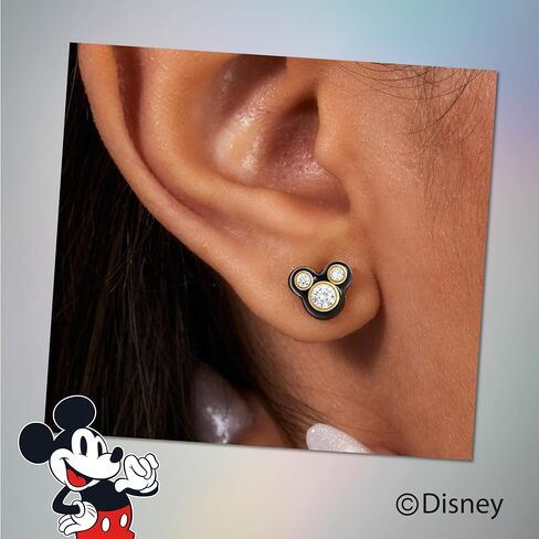 Disney Minnie and Mickey Mouse Cubic Zirconia and Enamel Stud Earrings Official License, Flash-Plated in Saudi Arabia