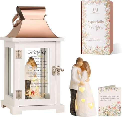 HugMemories 50th Anniversary Lantern with Couple Hand-Painted Figure for Couple, Wife, Husband, Parents, 50th Wedding for Her, Him, Valentine’s Day, Birthday in Saudi Arabia