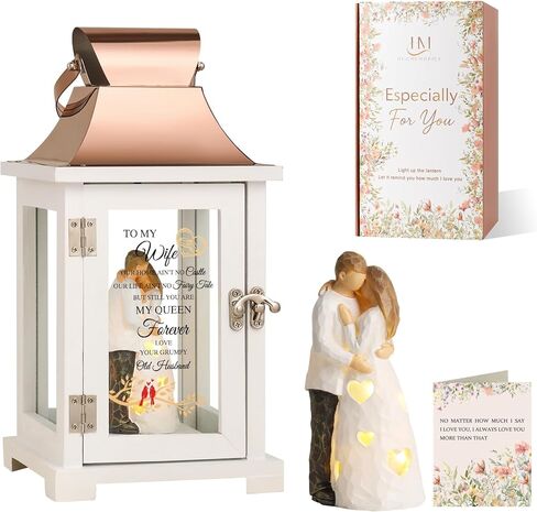 HugMemories 50th Anniversary Lantern with Couple Hand-Painted Figure for Couple, Wife, Husband, Parents, 50th Wedding for Her, Him, Valentine’s Day, Birthday in Saudi Arabia
