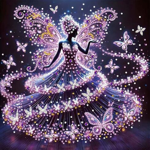 Fairy Special Shape Diamond Art Kits for Beginners, Butterfly Animali 5D Diamond Painting Kits for Adults,DIY Crystal Rhinestones Diamond Painting for Home Wall Decor 12×12Inch Butterfly fairy in Saudi Arabia