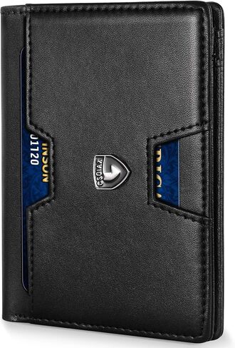 محفظة GSOIAX للرجال نحيفة RFID بجيب أمامي ثنائي الطي محفظة جلدية بمشبك نقود 10-12 بطاقة محفظة رجالي مع نافذة لبطاقة الهوية رفيعة وبسيطة وحامل بطاقة ائتمان هدايا عيد ميلاد للرجال أسود كربوني in Kuwait
