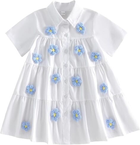 Suolongsama Baby Girl Mardi Gras Outfit Star/Bunny/Carrot A-Line Dress Short Sleeve Button Cute Smocked Toddler Easter Dress in Saudi Arabia