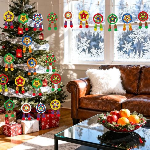 24 Pcs Christmas Parol Lantern Filipino Wooden Philippine Christmas Ornaments for Tree Decorations Hanging Ornaments Traditional Capiz Star Pendant Sign for Xmas Gift Home Window Holiday Decor Navidad in Saudi Arabia