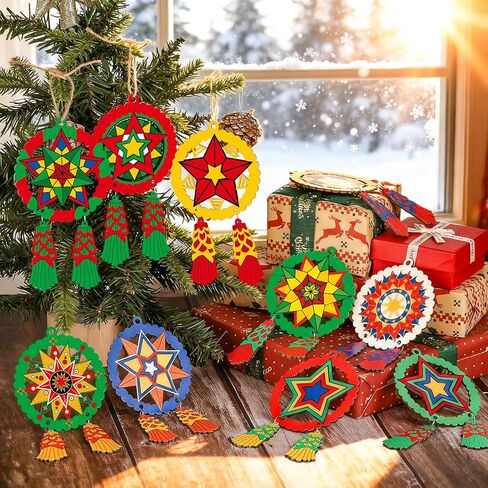 24 Pcs Christmas Parol Lantern Filipino Wooden Philippine Christmas Ornaments for Tree Decorations Hanging Ornaments Traditional Capiz Star Pendant Sign for Xmas Gift Home Window Holiday Decor Navidad in Saudi Arabia