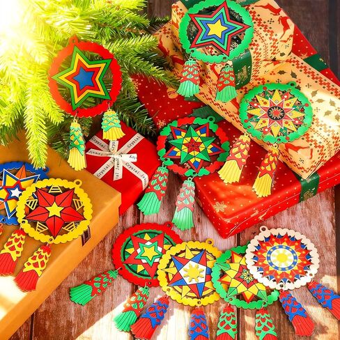 24 Pcs Christmas Parol Lantern Filipino Wooden Philippine Christmas Ornaments for Tree Decorations Hanging Ornaments Traditional Capiz Star Pendant Sign for Xmas Gift Home Window Holiday Decor Navidad in Saudi Arabia