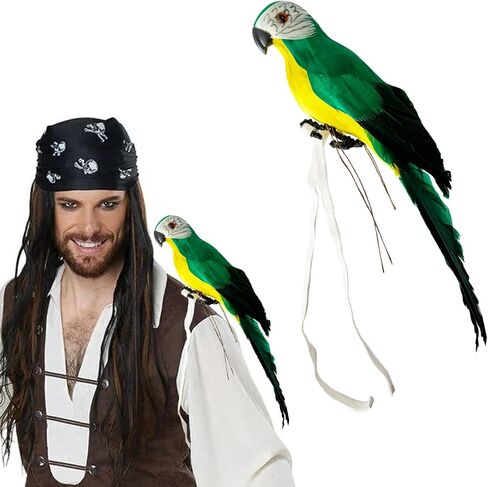 Pirate Parrot on Shoulder Life Size Foam Feather Parrot Macaw Birds for Decoration Costume Shoulder Ornament Modern Home Garden Party Decor (Red Yellow Style 1) in Saudi Arabia