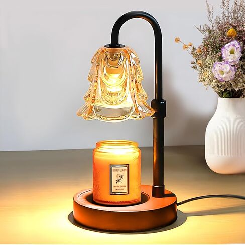 HUZAYL Candle Warmer Lamp - Height-Adjustable Wax Melting Warmer Lamp with Timer, Birthday Gifts for Women, 2 Bulb, Ideal for Jar Scented Candles (Round) in Saudi Arabia
