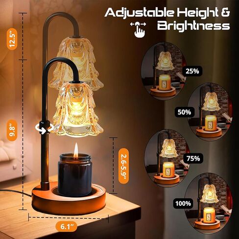 HUZAYL Candle Warmer Lamp - Height-Adjustable Wax Melting Warmer Lamp with Timer, Birthday Gifts for Women, 2 Bulb, Ideal for Jar Scented Candles (Round) in Saudi Arabia