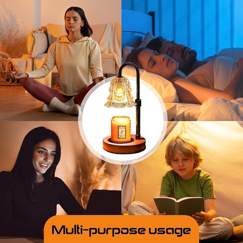 HUZAYL Candle Warmer Lamp - Height-Adjustable Wax Melting Warmer Lamp with Timer, Birthday Gifts for Women, 2 Bulb, Ideal for Jar Scented Candles (Round) in Saudi Arabia
