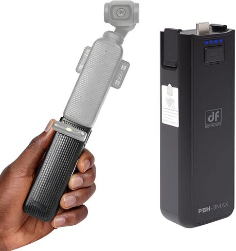 مقبض شحن بطارية معدني لـ DJI Osmo Pocket 4 3/Xtra Muse، بطارية مدمجة 5000 مللي أمبير في الساعة، شحن سريع 22.5 وات، مع حامل ثلاثي صغير متضمن in Kuwait