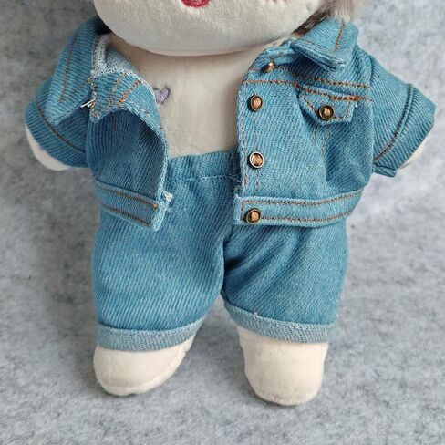20cm Plush Doll Clothes Plushie Clothes Denim Jacket Jeans Pants for 7.8 inches Doll Clothing (Dark Blue) in Saudi Arabia