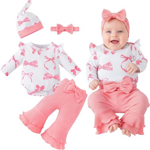 Preemie الوليد طفلة ملابس لطيف طفلة الشتاء وتتسابق الهدايا رومبير للرضيع جرس قيعان بانت القوس عقال مجموعات in Saudi Arabia