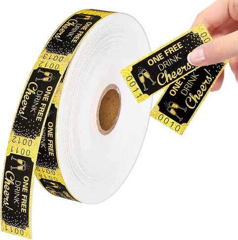 1000pcs تذاكر لفة تذاكر مشروب كرنفال واحد 2 "× 1" التذكرة الحزب الأسود الذهبي المرقم للأحداث حفلات التخرج من فئة الكرنفال جوائز لجمع التبرعات فئة الجائزة in Saudi Arabia