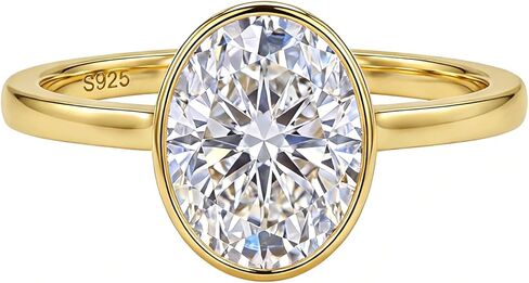 Dulin 1ct/2ct/3ct Oval Engagement Ring for Her 14K Gold Plated Sterling Silver with Cubic Zirconia Minimalist Wedding Gift for Wife Valentine's Day Anniversary Promise in Saudi Arabia