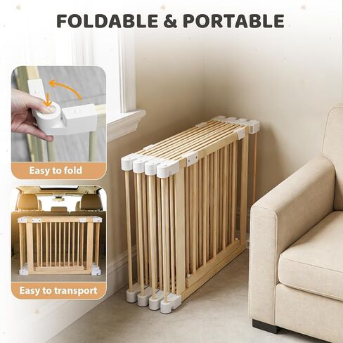 قلم لعب أطفال خشبي من OMZER مقاس 67 × 67 بوصة - قلم لعب بوابة أطفال قابل للطي للأطفال الرضع والأطفال الصغار - منطقة سياج لعب محمولة داخلية وخارجية - ساحة لعب كبيرة جدًا قابلة للتعديل للأطفال، 8 لوحات in Kuwait