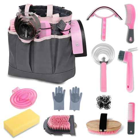 Horse Grooming Kit 14 Piece, Horse Brushes for Grooming Supplies Set, Professional Horse Supplies with Gloves & Brush for Equine Care in Kuwait