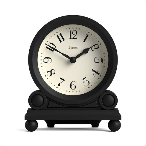JONES CLOCKS® Maida Vale Mantel Clock | Small Traditional Desk Clock | Black | Pretty & Charming Ideal for Mantelpiece, Bookshelf or Bedside in Saudi Arabia