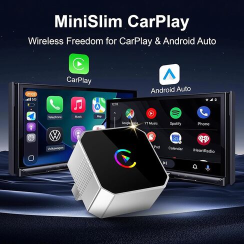 محول Aimoon اللاسلكي CarPlay لعام 2026 لـ CarPlay وAndroid Auto، حجم صغير سلكي إلى CarPlay اللاسلكي، التوصيل والتشغيل، اتصال سريع ومستقر، محول تشغيل السيارة مدمج مع USB/USB-C (فضي، حجم صغير) in Kuwait
