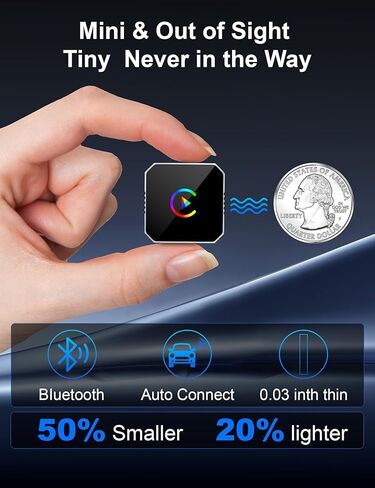 محول Aimoon اللاسلكي CarPlay لعام 2026 لـ CarPlay وAndroid Auto، حجم صغير سلكي إلى CarPlay اللاسلكي، التوصيل والتشغيل، اتصال سريع ومستقر، محول تشغيل السيارة مدمج مع USB/USB-C (فضي، حجم صغير) in Kuwait