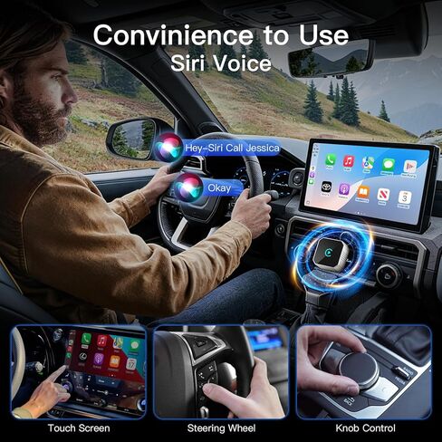 محول Aimoon اللاسلكي CarPlay لعام 2026 لـ CarPlay وAndroid Auto، حجم صغير سلكي إلى CarPlay اللاسلكي، التوصيل والتشغيل، اتصال سريع ومستقر، محول تشغيل السيارة مدمج مع USB/USB-C (فضي، حجم صغير) in Kuwait