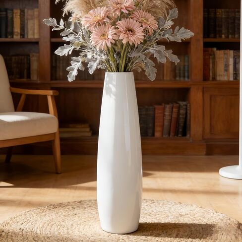 مزهرية أرضية سيراميك، GDSZJLJ بطول 17.7 سم، مزهريات زخرفية كبيرة باللون الأبيض لديكور المنزل الحديث، وغرفة المعيشة، ومزهرية زهور كبيرة على الطراز البسيط لأعشاب بامباس، والزهور، والأغصان، والمكتب، وديكور غرفة النوم in Kuwait
