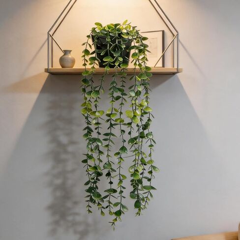 Artificial Hanging Plant Faux Plant Ivy Vine Faux Eucalyptus Vines Fake Potted Greenery for Wall Living Room Home Shelf Office Bathroom Outdoor Indoor Decor (Succulents) in Saudi Arabia