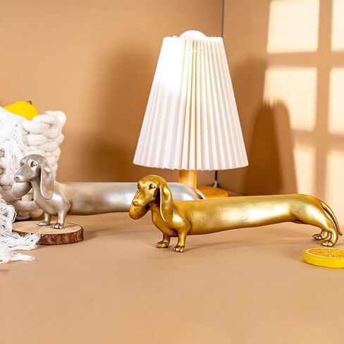 تمثال دشهند من الراتنج الصلب من تشوفي - ديكور ذهبي أنيق لسطح المكتب، هدية فريدة لمحبي الكلاب، ديكور منزلي عتيق، قطعة فنية متينة قابلة للتجميع (9.09 بوصة) in Kuwait