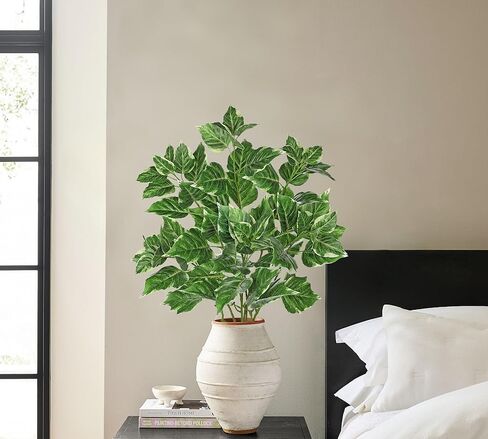 Hollyone 3PCS Artificial Greenery Stems for Vase 33.4 Inch Faux Leaf Branches Long Stems Fake Shrubs Branches Leaves Plants with White-Edged Twig Stems for Vase Garden Office Wedding Home Decor in Saudi Arabia