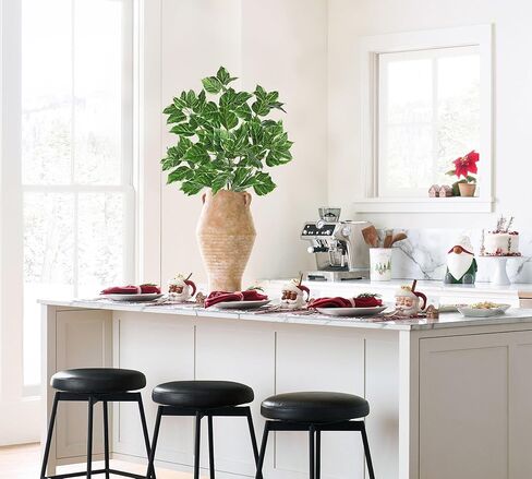 Hollyone 3PCS Artificial Greenery Stems for Vase 33.4 Inch Faux Leaf Branches Long Stems Fake Shrubs Branches Leaves Plants with White-Edged Twig Stems for Vase Garden Office Wedding Home Decor in Saudi Arabia
