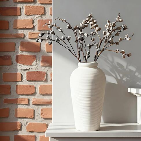 NEBRYX Ceramic Flower Vase, 6.7 inch Farmhouse Rustic Vintage Vases for Home Decor Table Living Room Entryway Book Shelf Fireplace Centerpiece (Black) in Saudi Arabia