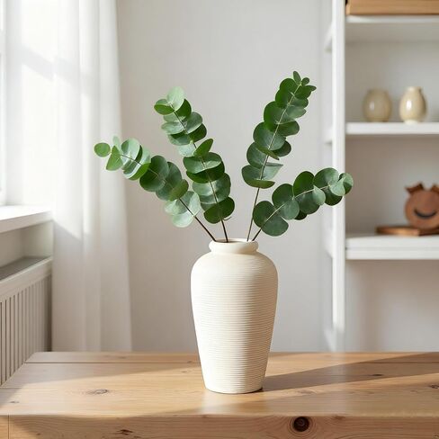 NEBRYX Ceramic Flower Vase, 6.7 inch Farmhouse Rustic Vintage Vases for Home Decor Table Living Room Entryway Book Shelf Fireplace Centerpiece (Black) in Saudi Arabia